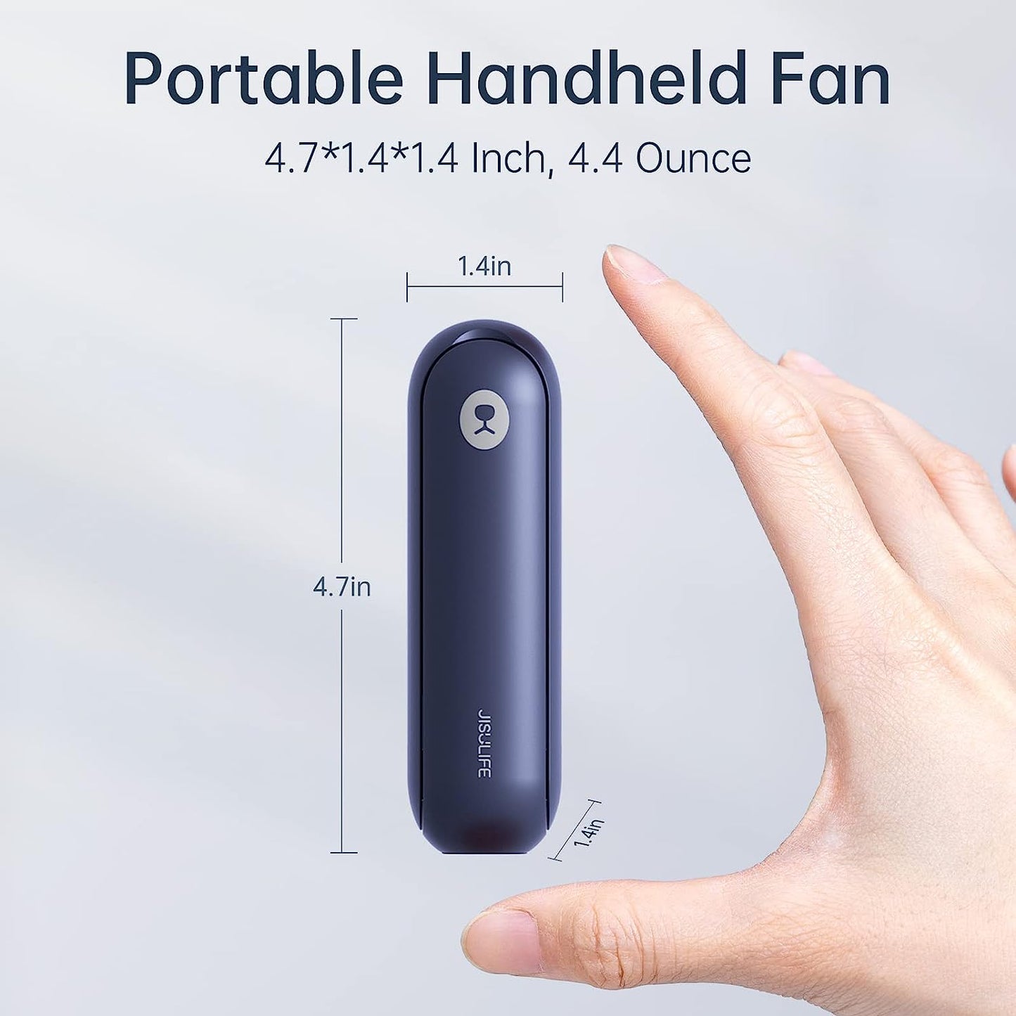 Portable Handheld Fan, Mini Rechargeable Hand Fan, Small Battery Operated 14-21Hrs, Personal USB Foldable Fan, Pocket Fan with Power Bank, Flashlight, Gifts for Women/Girls/Friends - Blue